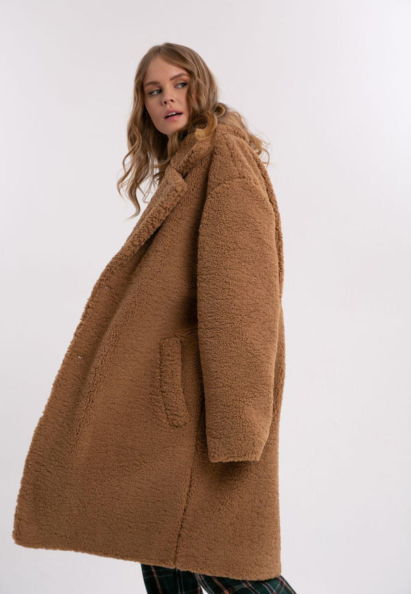 BROWN TEDDY FUR COAT - et*nos