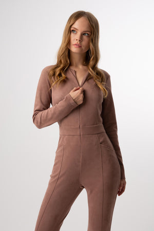 ECO SUEDE LONG JUMPSUIT - et*nos